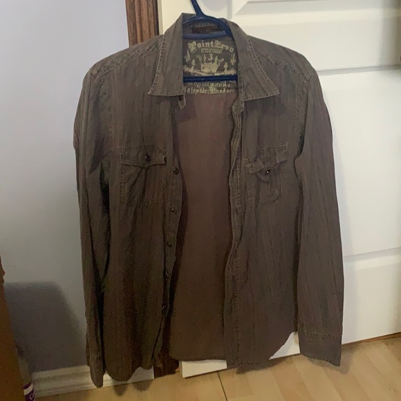 Brown early 2000’s Point Zero button down shirt - Picture 1 of 5
